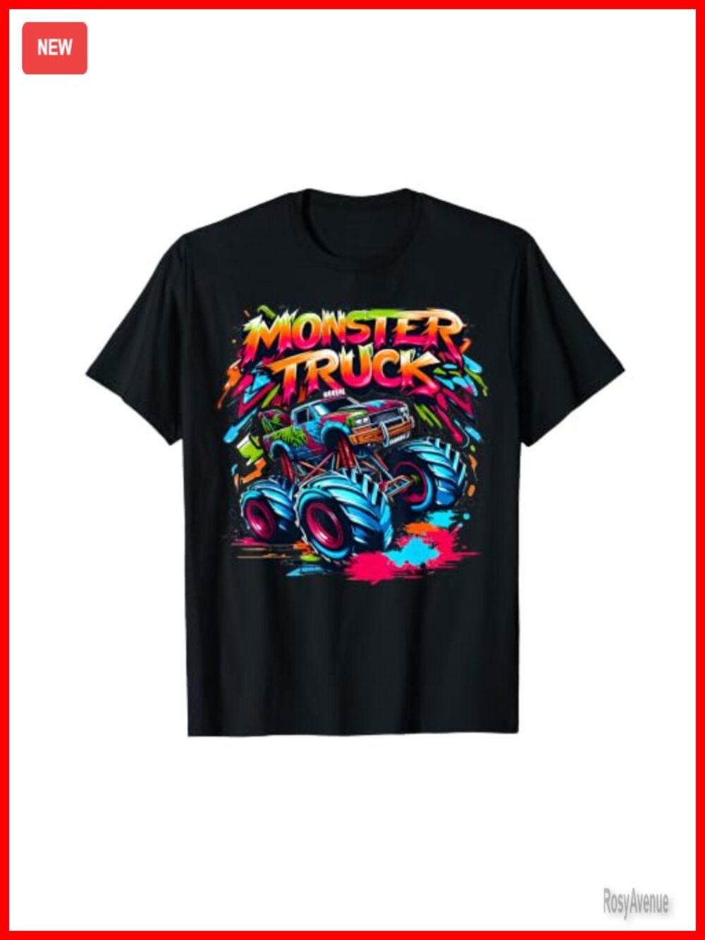 Retro Monster Truck Graffiti Graphic T-Shirt Short Sleeve